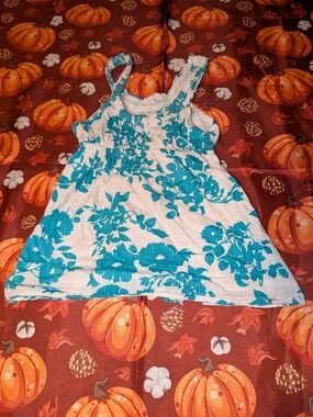 Aeropostale White Tank with Teal Floral Print